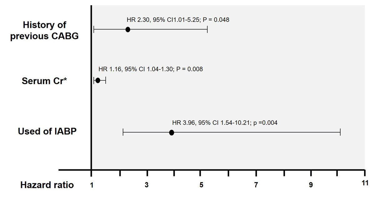 Multivariate analysis adjusted for the independent risk of developing MACCE