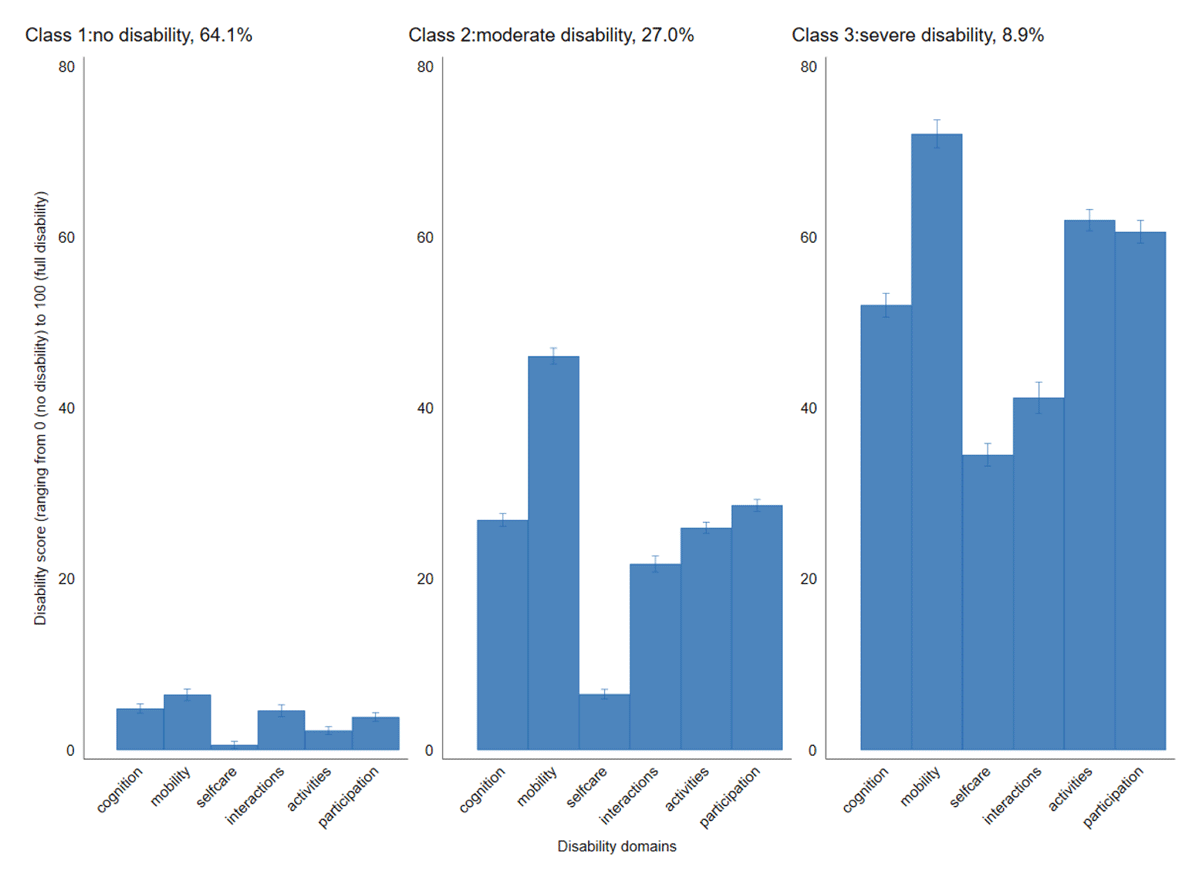 Latent classes of disability severity levels