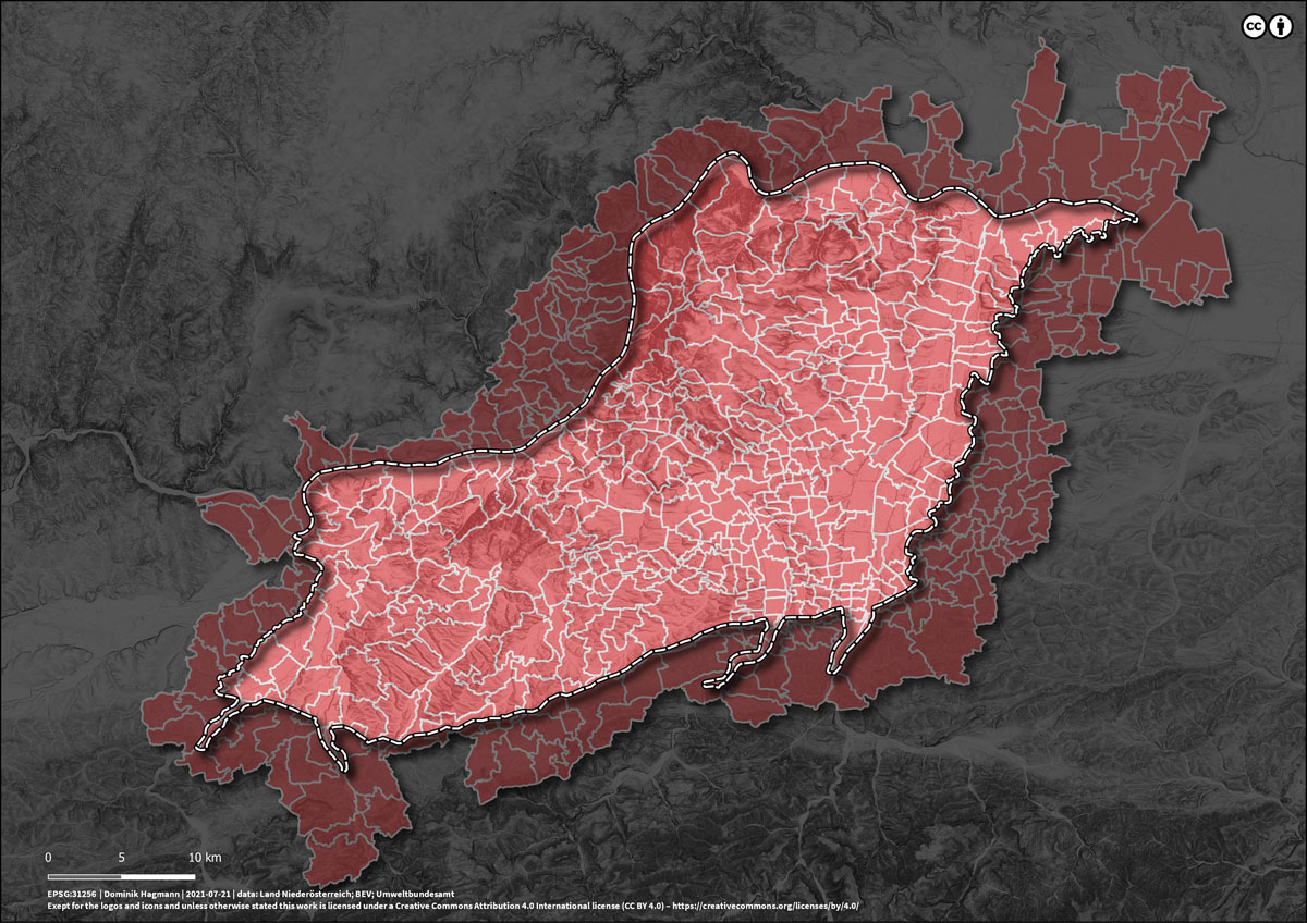 Map of cadastral municipalities in Austria