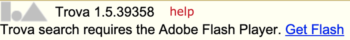 A screenshot of a message from The Repository and Workspace for Austroasiatic Intangible Heritage that states that Adobe Flash Player is required to access materials on this site