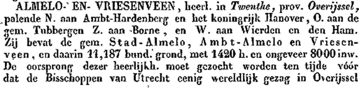 A.J. van der Aa on the Seignory of Almelo-and-Vriesenveen, Vol. 1 (1839)