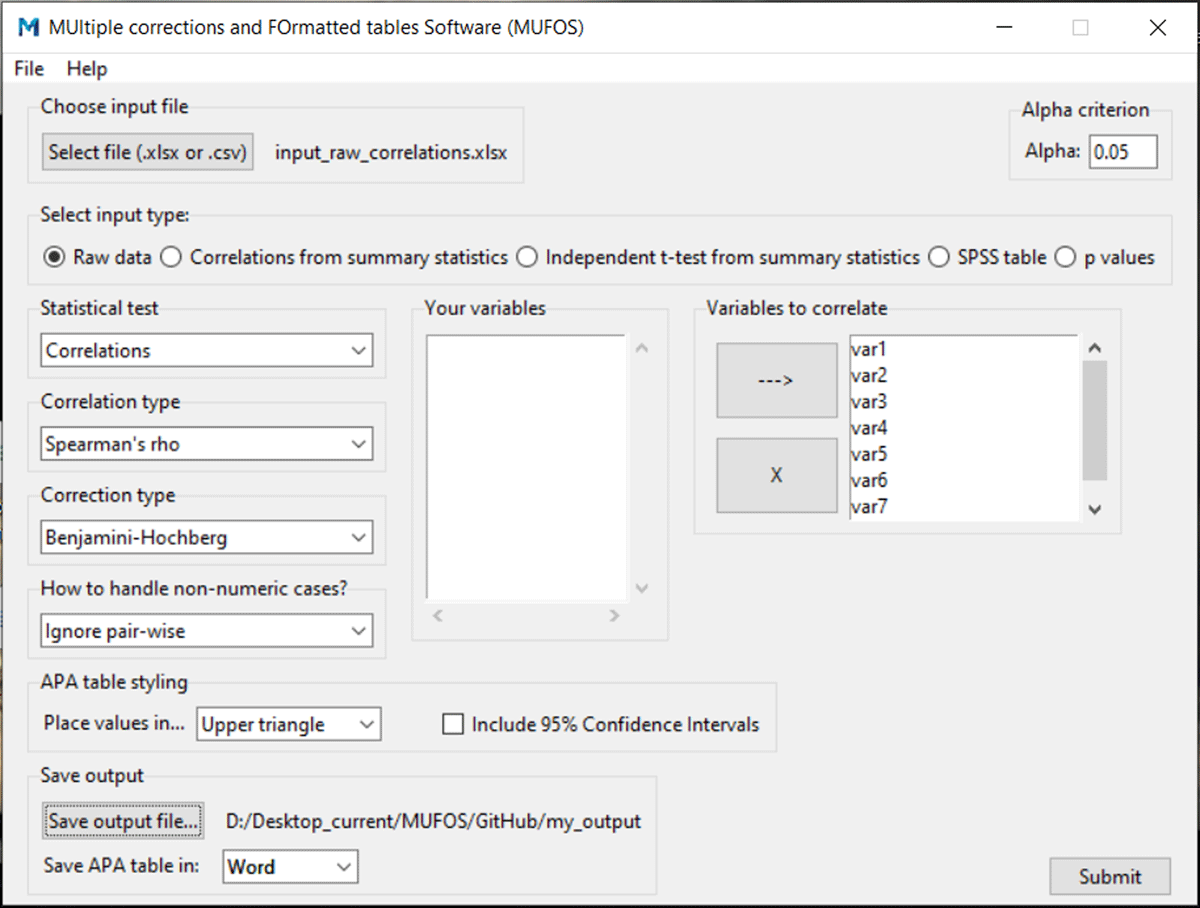 Options to be selected in MUFOS to recreate the three-step