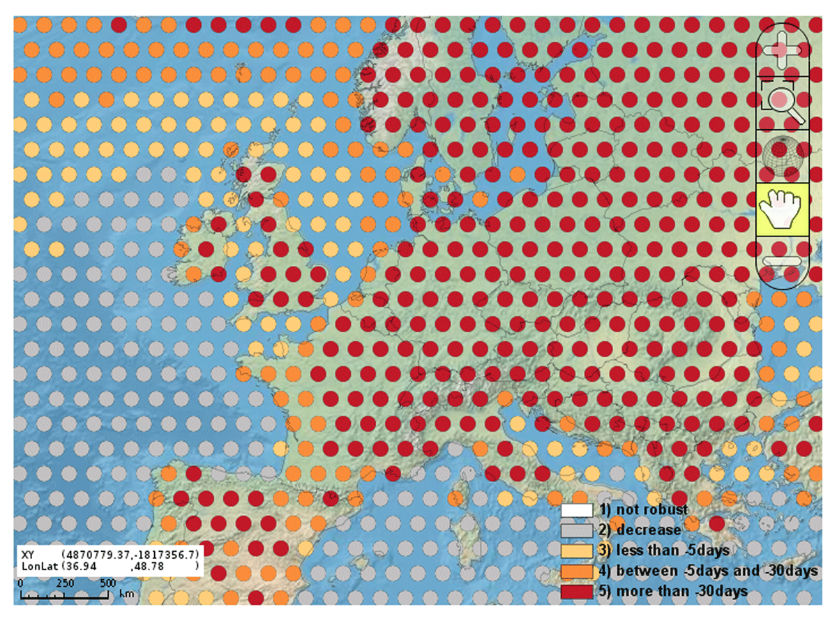 Stippling used to indicate uncertainty