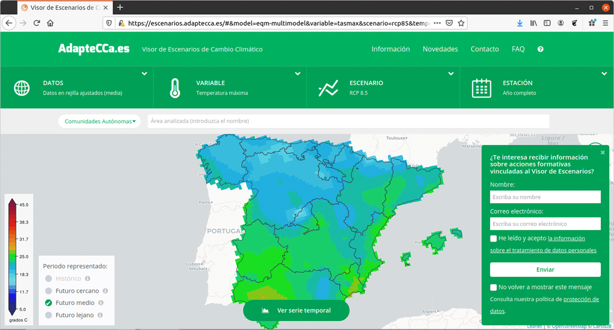 Climate change scenario viewer for the Spanish Climate Change Office – https://escenarios.adaptecca.es/