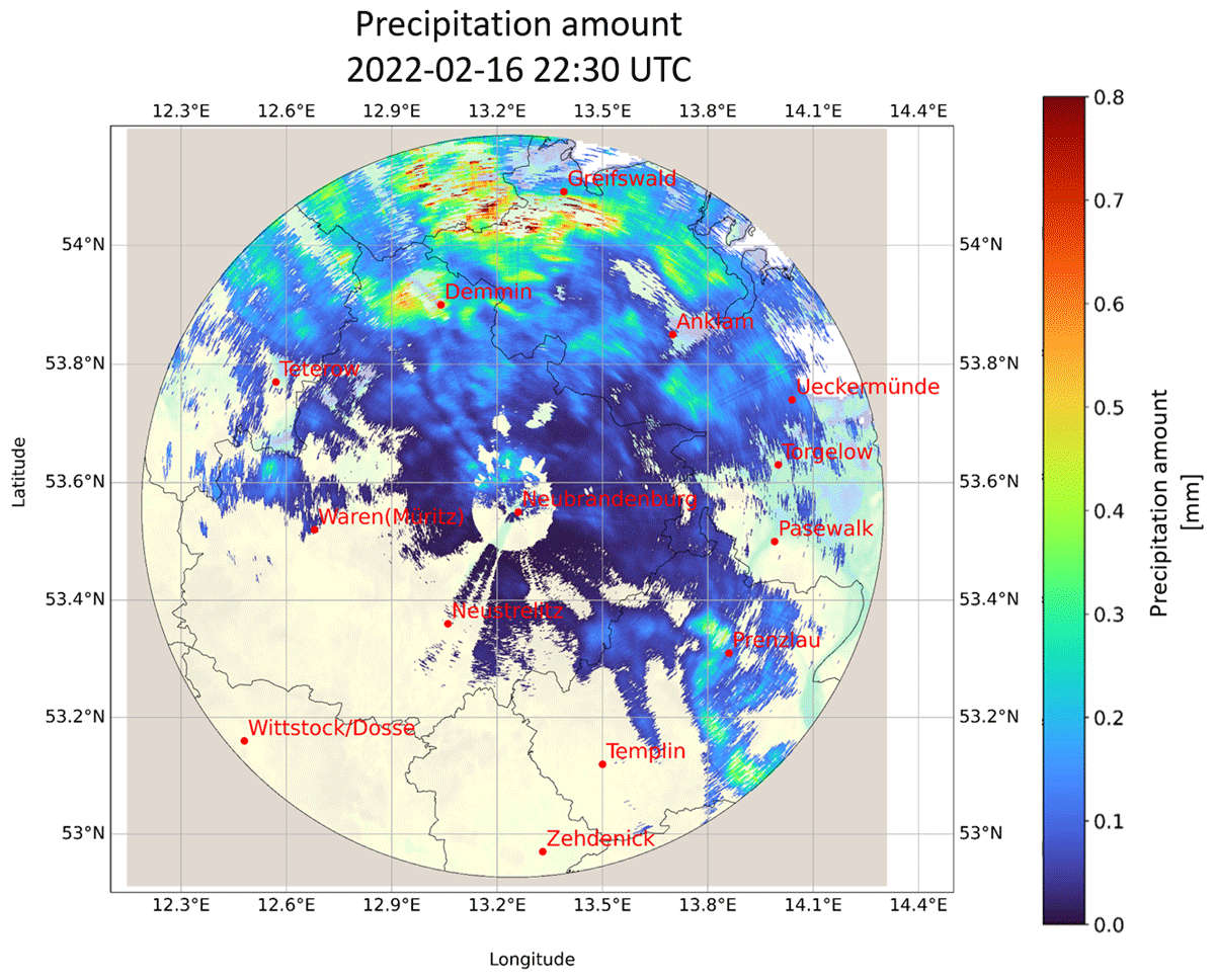 Georeferenced and gridded precipitation data with WRalNfo