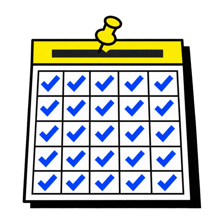 Illustration: a month calendar with every day checked off.