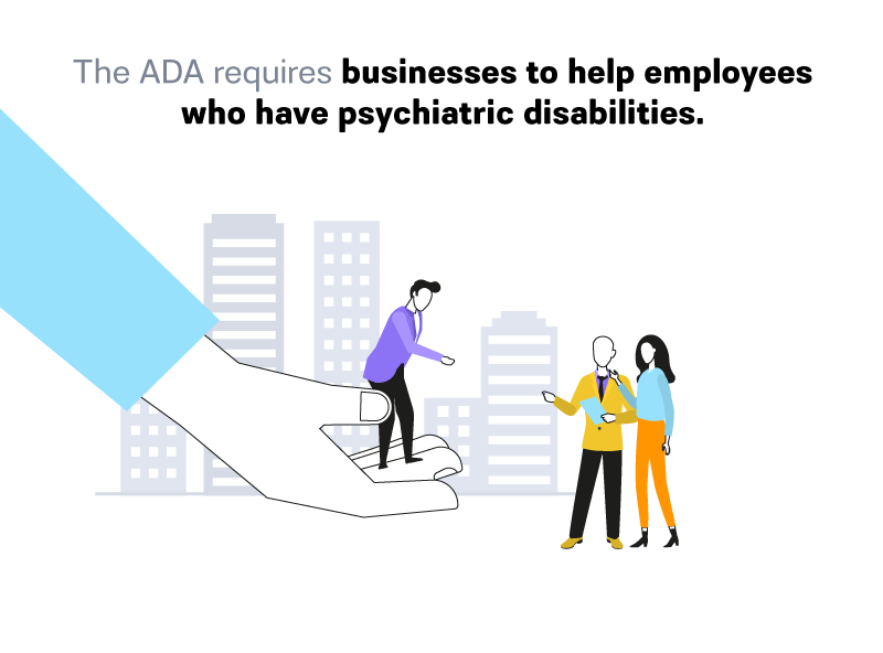 An infographic showing ADA requirements for psychiatric disabilities.