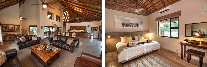 senalala safari lodge common room and bed room