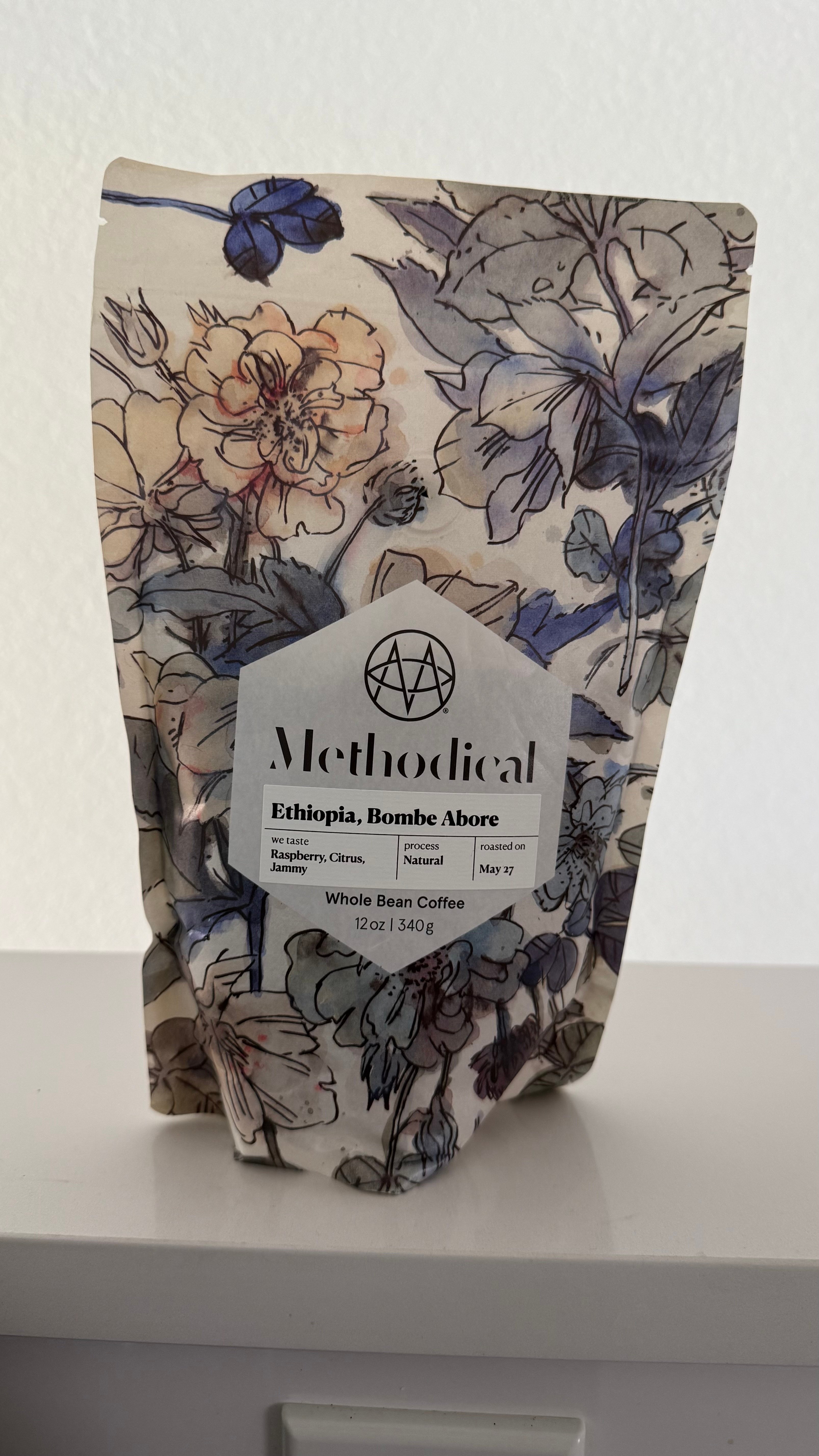 Coffee bag artwork for Methodical Ethiopia Bombe Abore