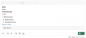 examples of formatting in Slack