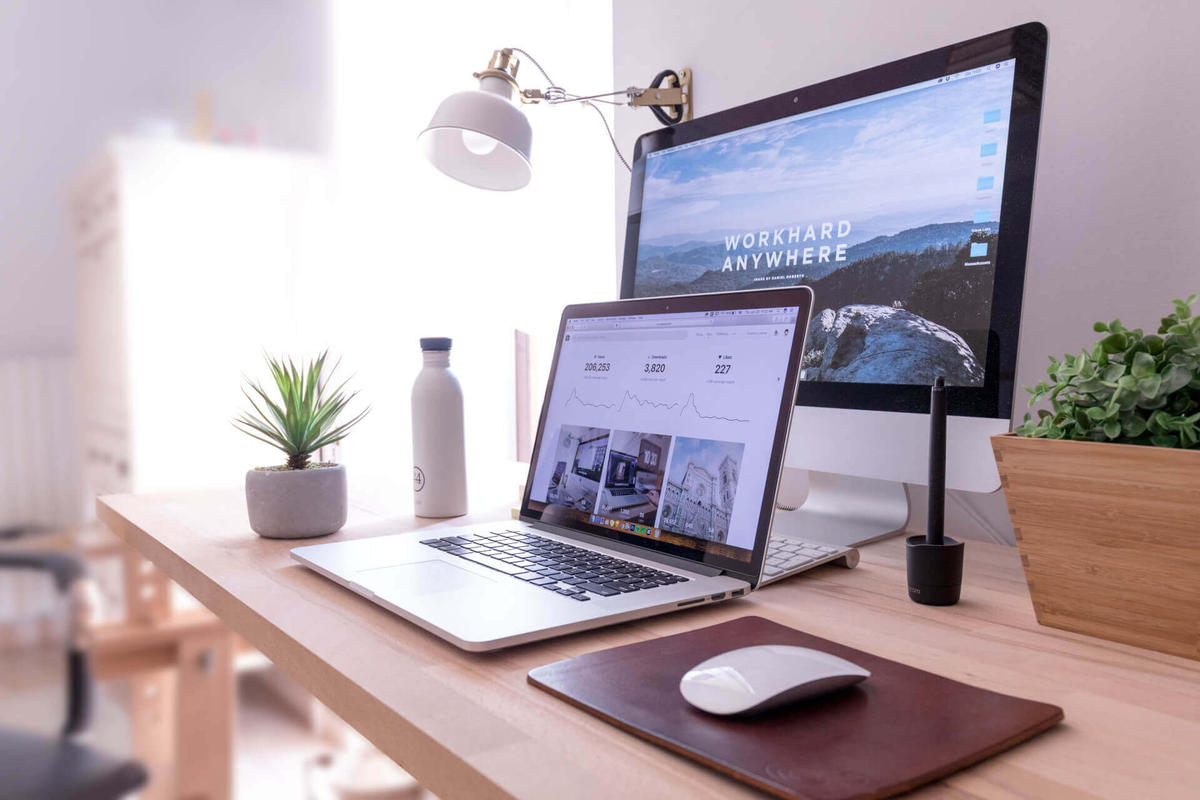 Clean and tidy working desk in natural light to increase focus