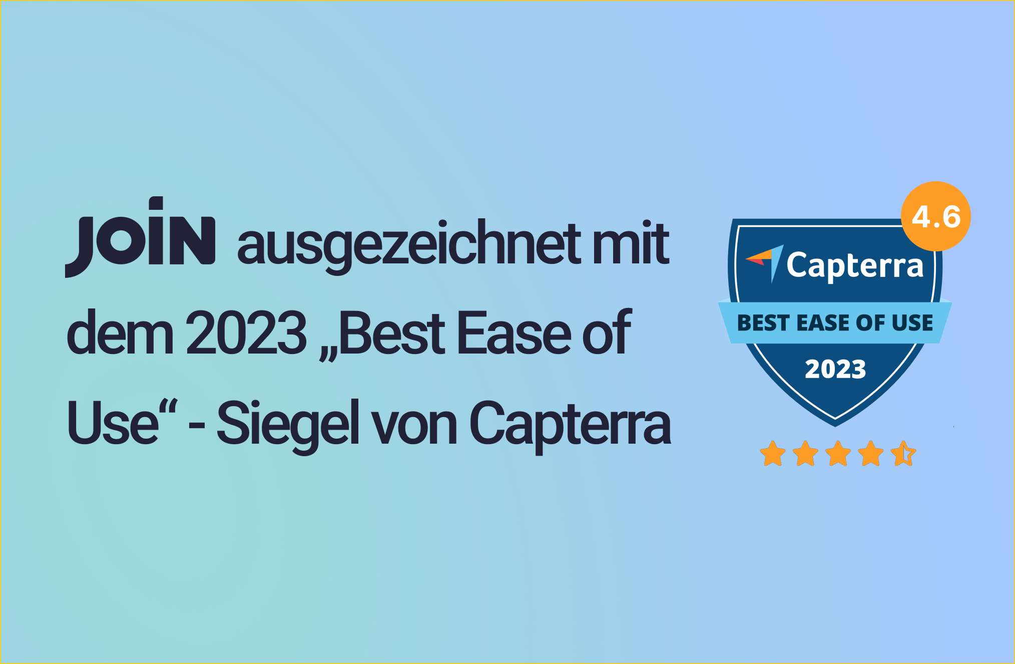 JOIN erhält das „Best Ease of Use“-Siegel von Capterra!