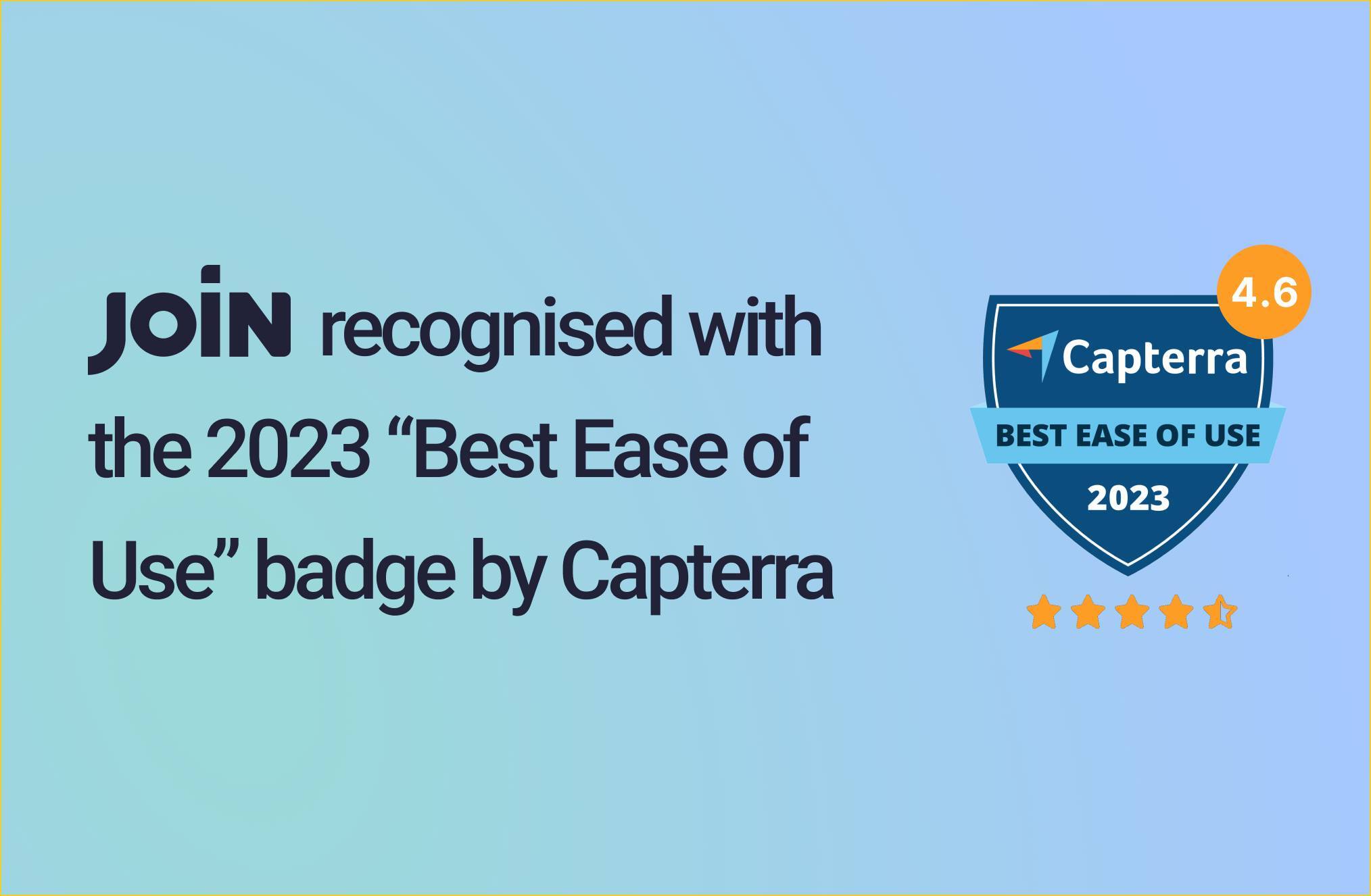 JOIN awarded the Best Ease of Use badge by Capterra!