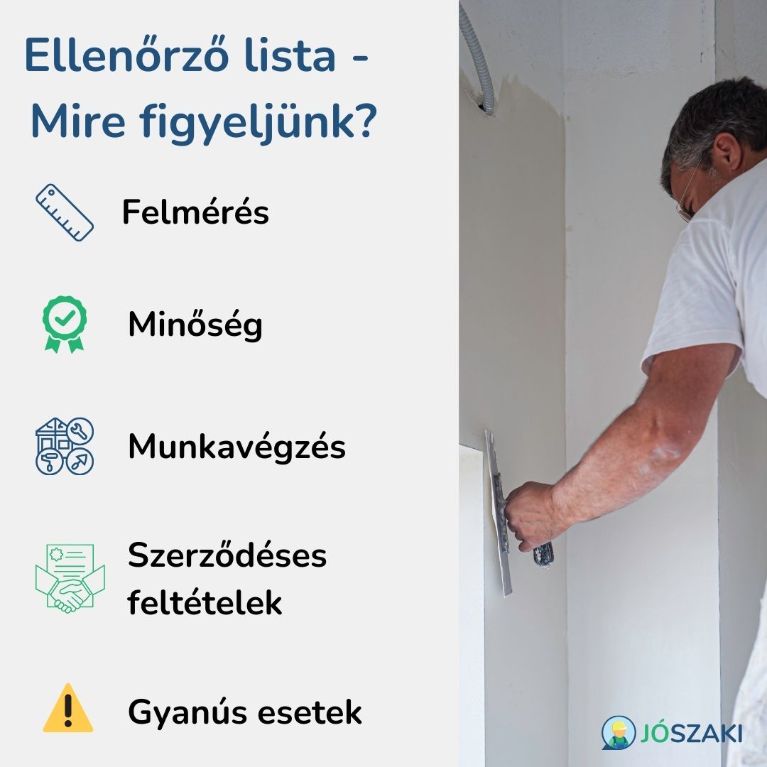 Ellenőrző lista glettelés megrendelése előtt