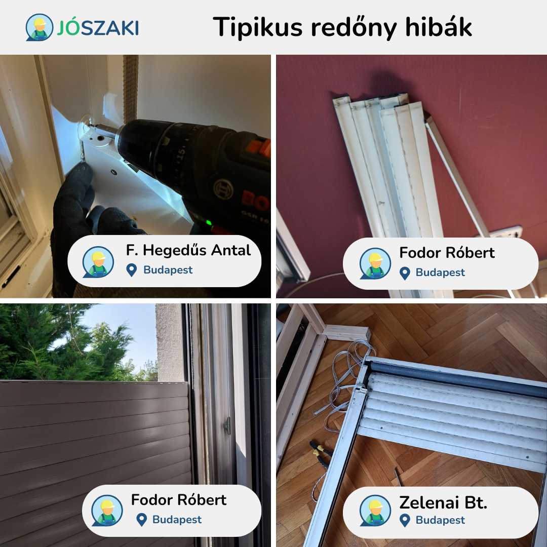 Tipikus redőny hibák: leszakadt redőny, elromlott redőny automata, törött redőnyléc, felhúzó szerkezet csere 