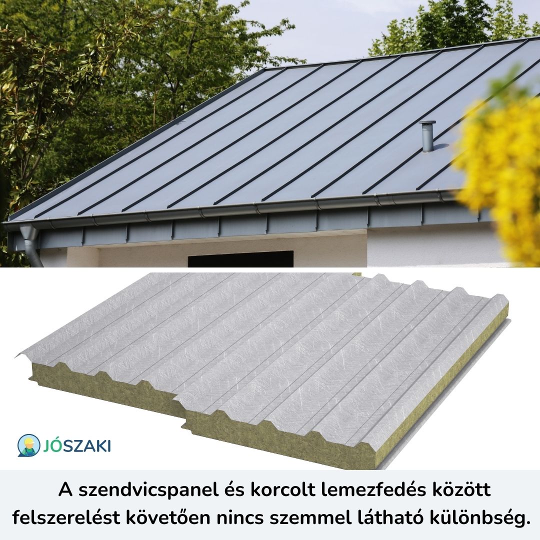 Külső megjelenésében a szendvicspanel nem sokban különbözik az előkorcolt tetőlemezektől, ezért tetőfedésre is kiválóan alkalmas