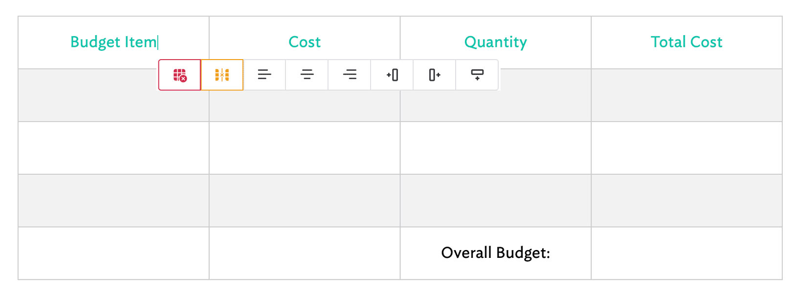 make a table in markdown