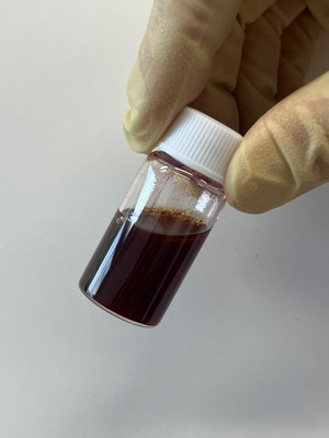 A bottle containing one of the inks used in Solar Power Painters’ Hatsuden Ink solar coating. &nbsp; &nbsp; Source: Solar Power Painters