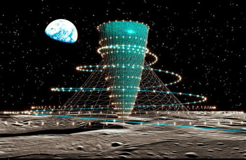 An artist’s impression of the Lunar Glass artificial gravity living facility.&nbsp; &nbsp; &nbsp;Source: Kajima Corp.