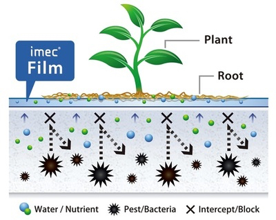 Since the film’s lowest layer is waterproof, the film can even be laid on desert ground or concrete to grow crops.&nbsp; &nbsp; &nbsp;Source: Mebiol