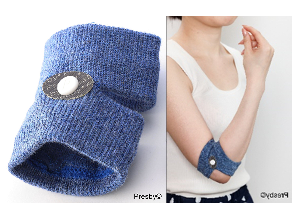 Presby’s hayfever band is worn over the "Qu Chi" acupressure point. &nbsp; &nbsp; Source: Presby<br>