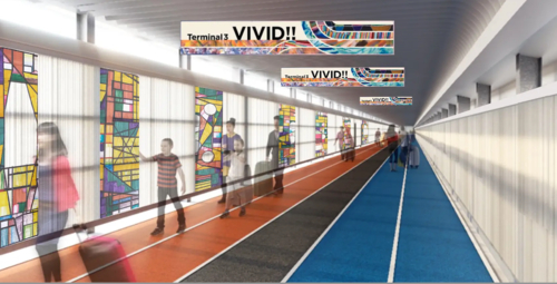 ヘラルボニーと契約されている作家のアートを成田空港で飾る企画VIVID。　（ヘラルボニー提供）