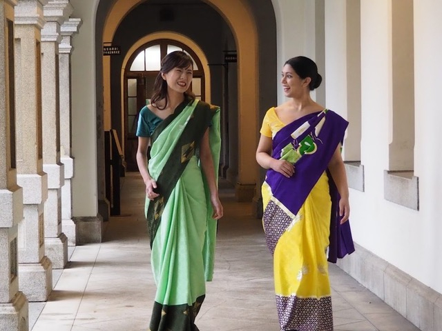 Models wearing the Kyoto saris