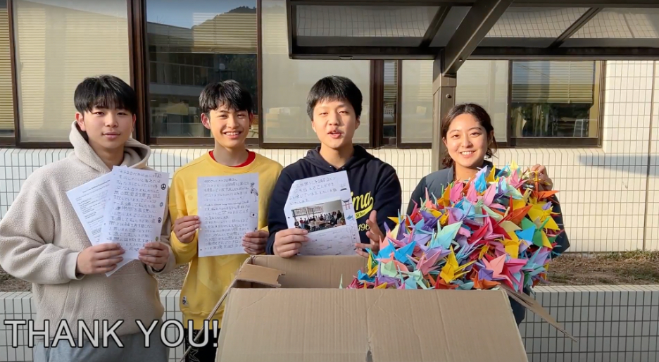 ”Thank you video” posted on Instagram. The video captures the moment students open sent cranes and their reaction. The caption includes gratitude towards the sender.&nbsp; &nbsp; &nbsp; &nbsp;Source: The Thousand Crane Club