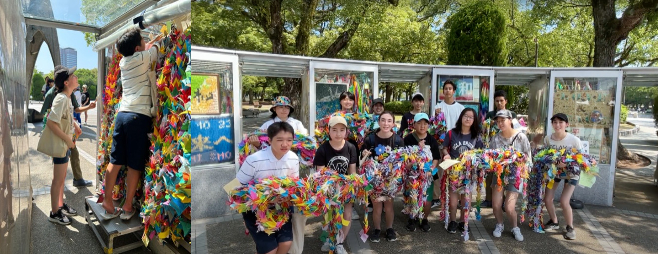 Students take the origami cranes sent to them and bring them to the peace park&nbsp; &nbsp; &nbsp; Source: The Thousand Crane Club