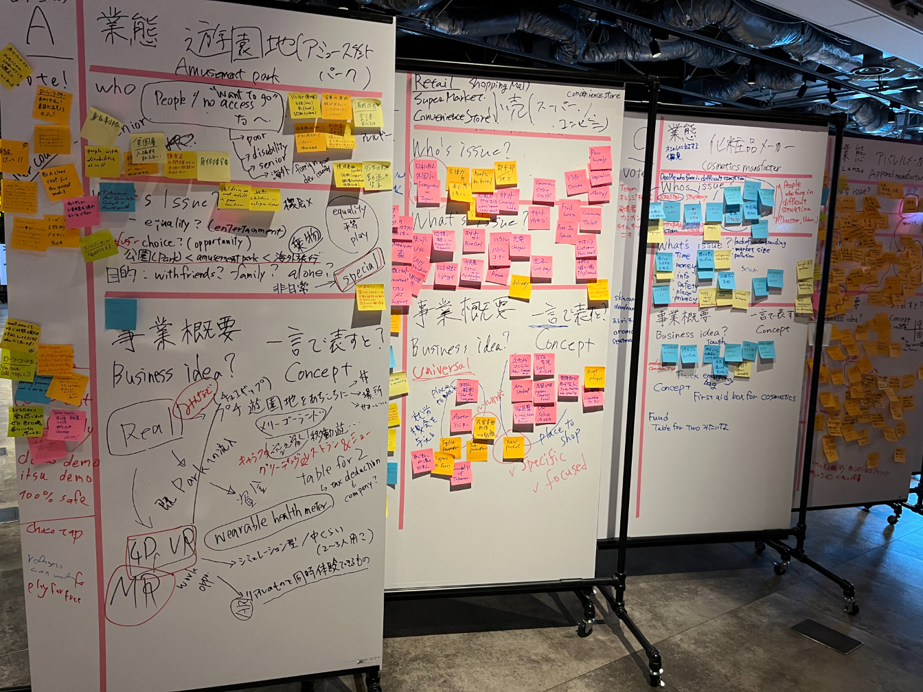 Whiteboards showing some of the ideas from participants at the event. &nbsp; &nbsp; &nbsp;Photo by Sayuri Daimon