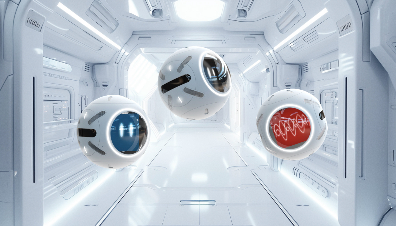 A rendering of space robots on the ISS