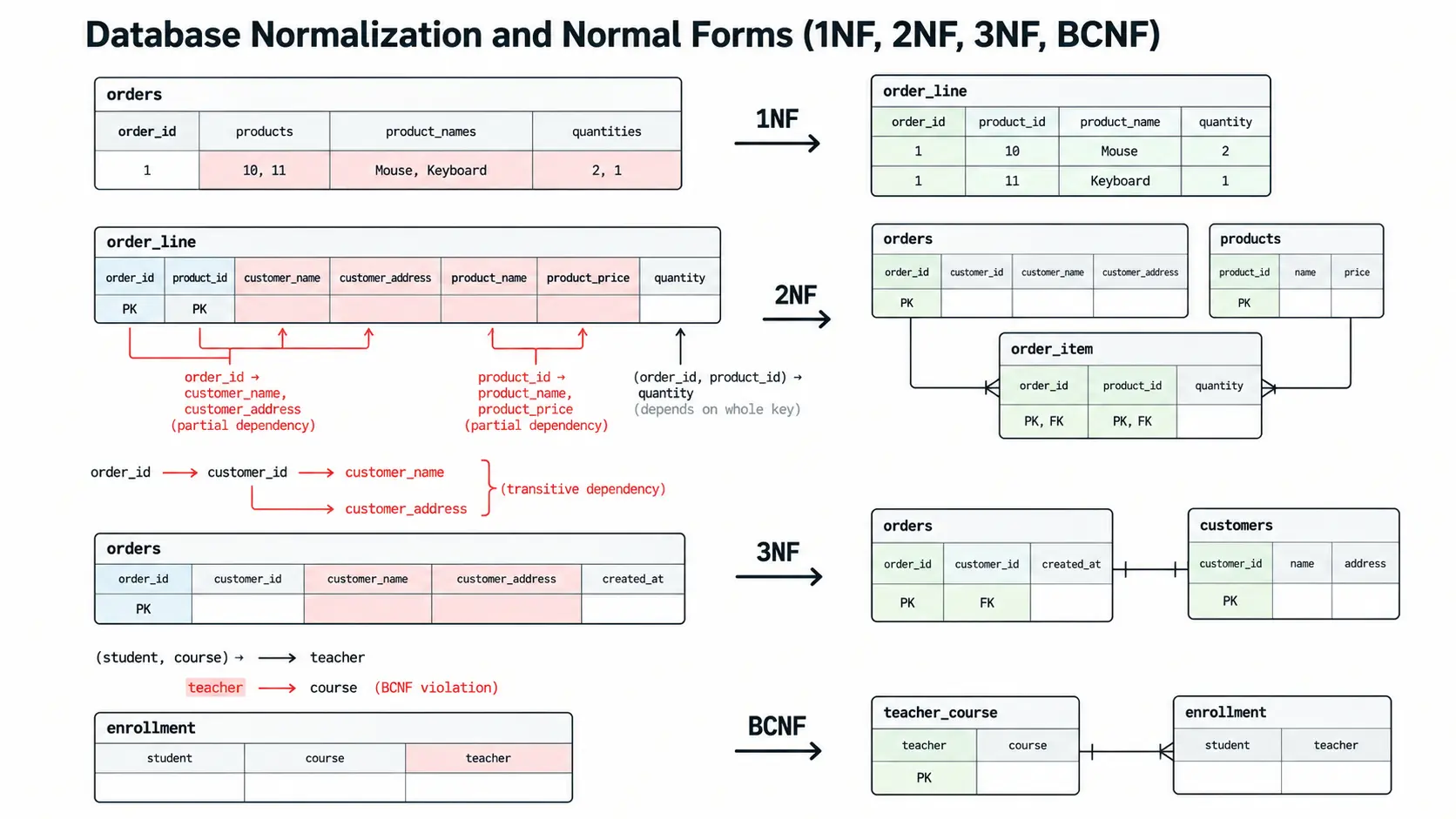 Database Normalization and Normal Forms (1NF, 2NF, 3NF, BCNF)