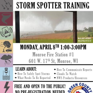 Storm Spotter Training – Monroe – 4/8/24 from 1-3p
