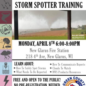 Storm Spotter Training – New Glarus – 4/8/24 from 6-8p