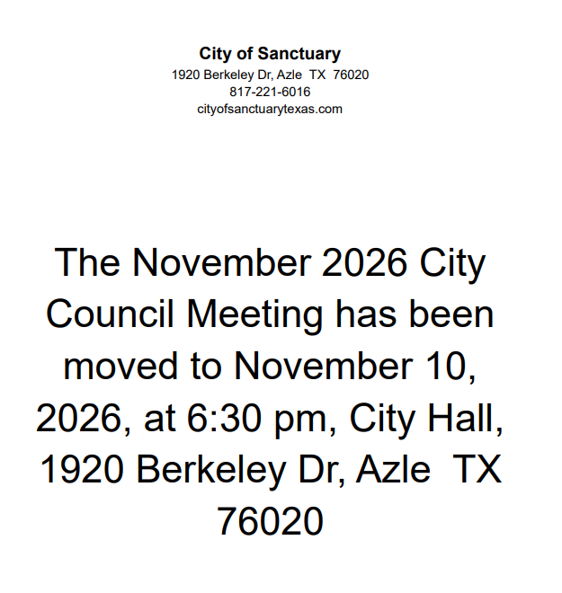 City Council Meeting Rescheduled