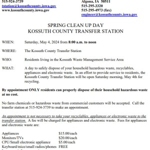 Kossuth County Spring Clean Up Day