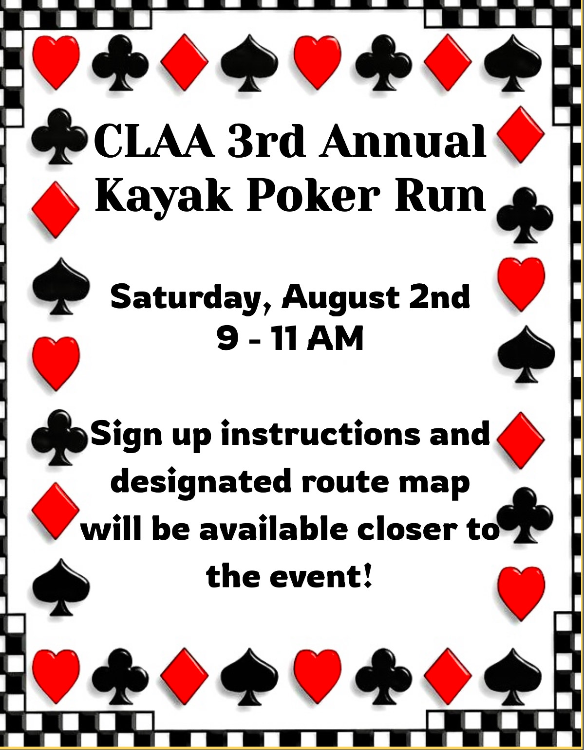 Kayak Poker Run poster info