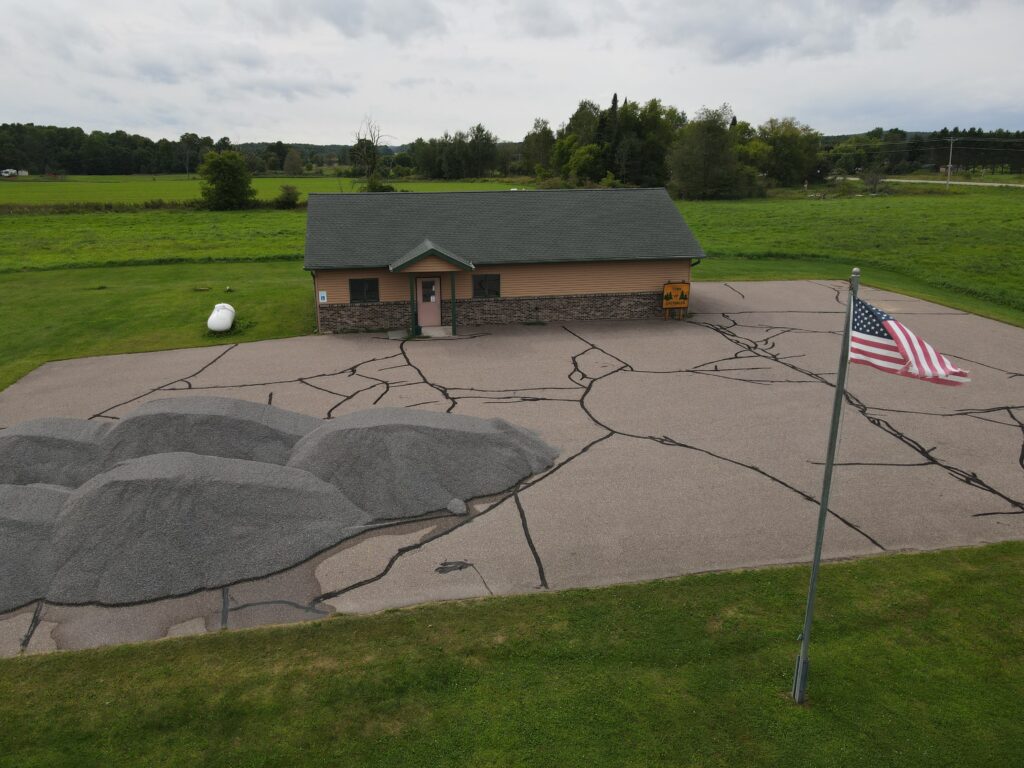 Town hall building aerial view
