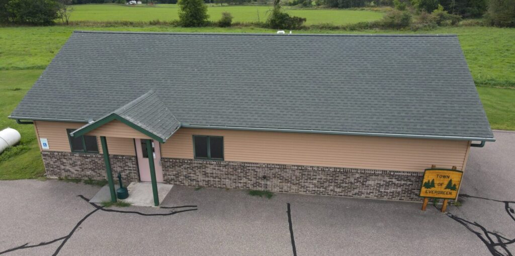 Town hall building aerial view closeup