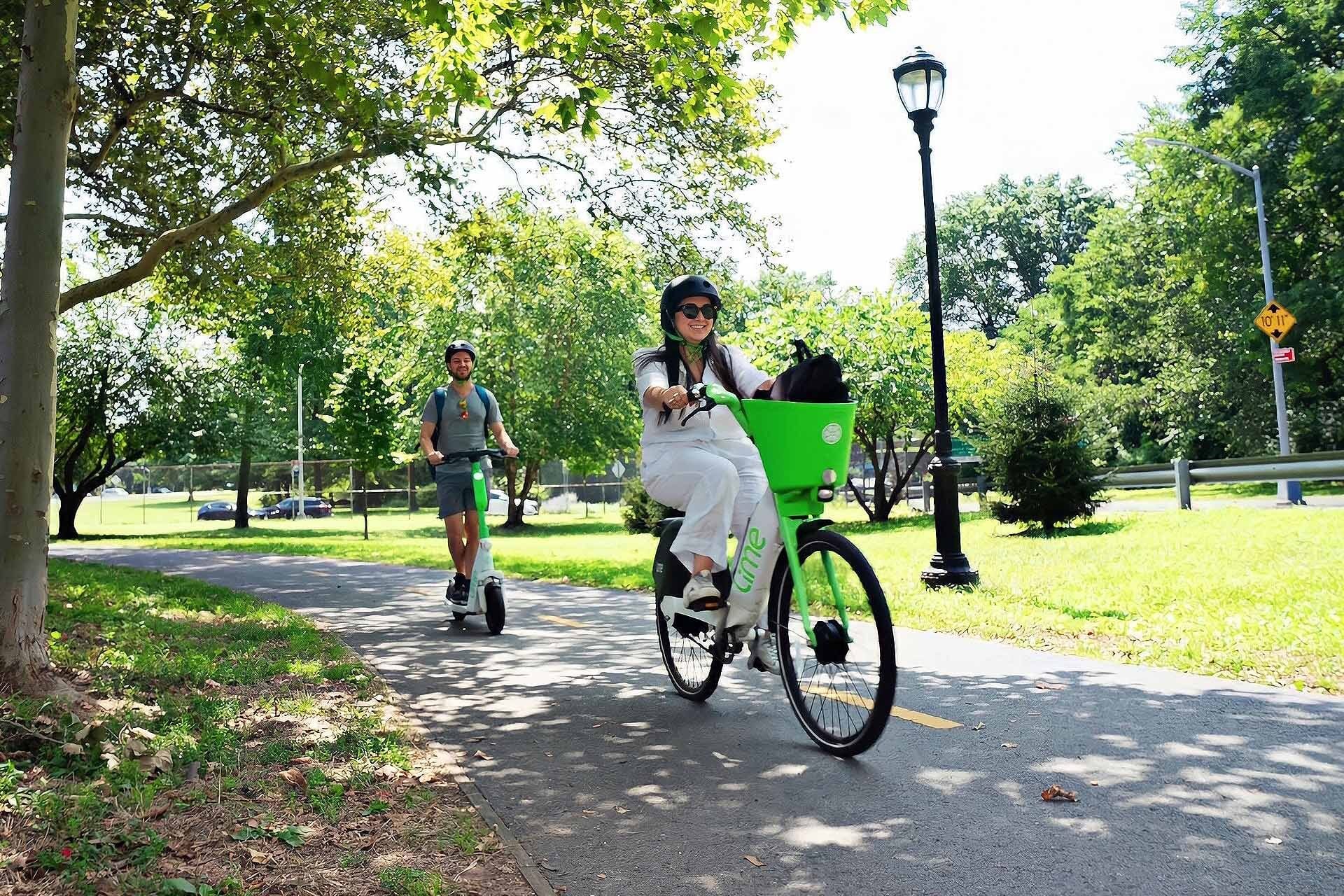Person riding e-bike in park