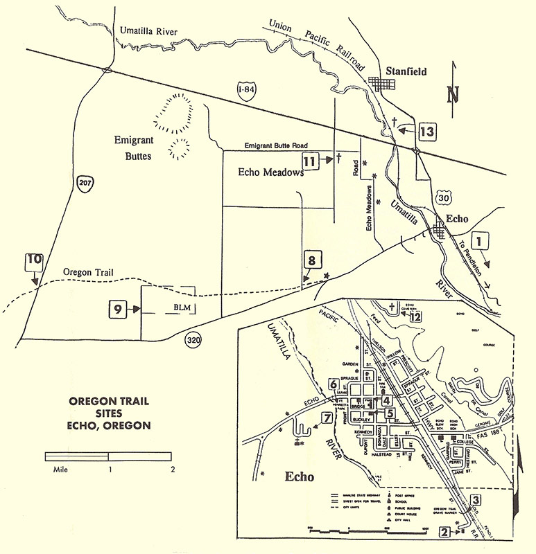 Map of Oregon trails
