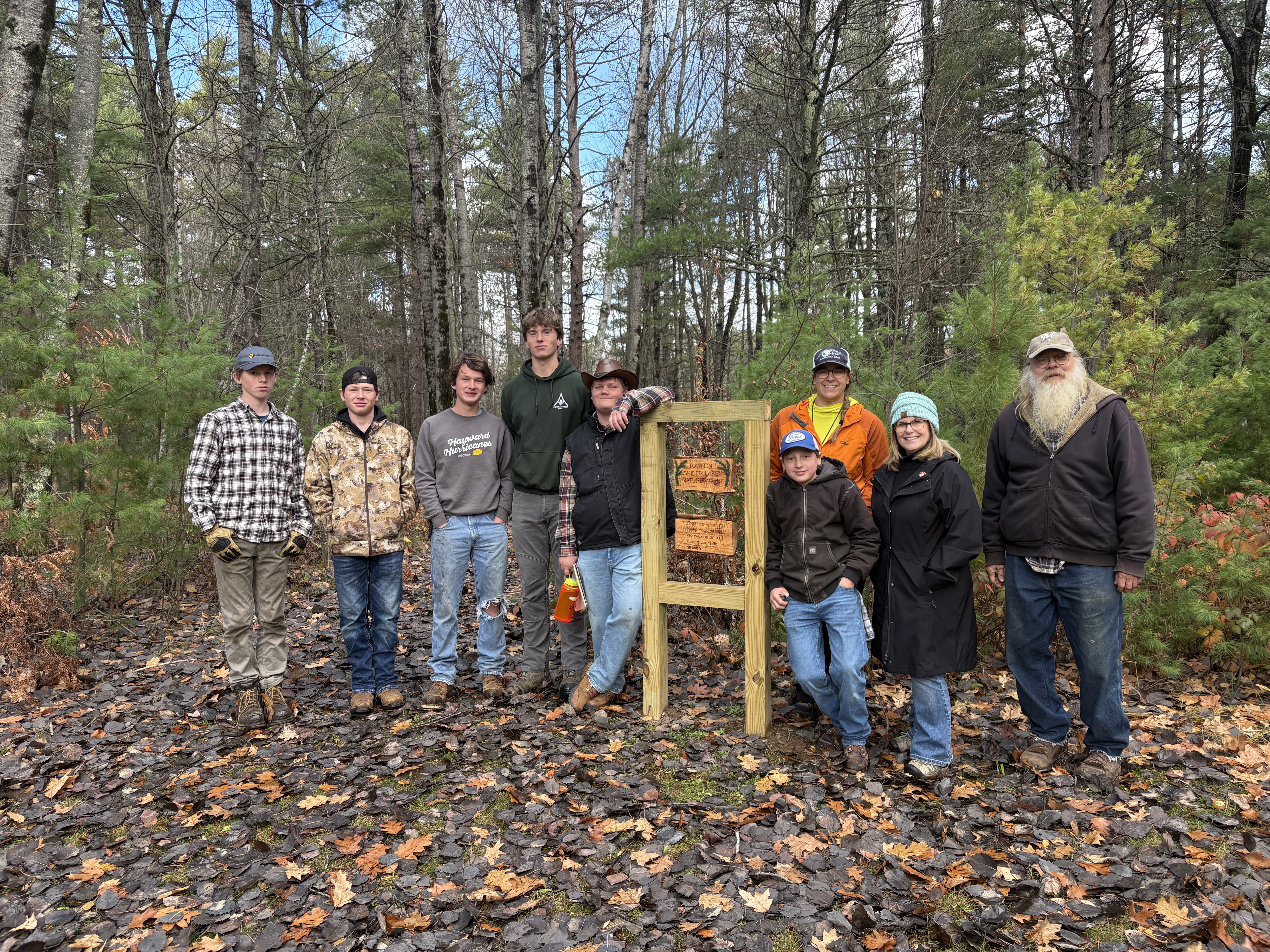 The Northern Waters students on their evaluation walk along with Karen Gawlik from the Auxiliary and Bob Schroeder