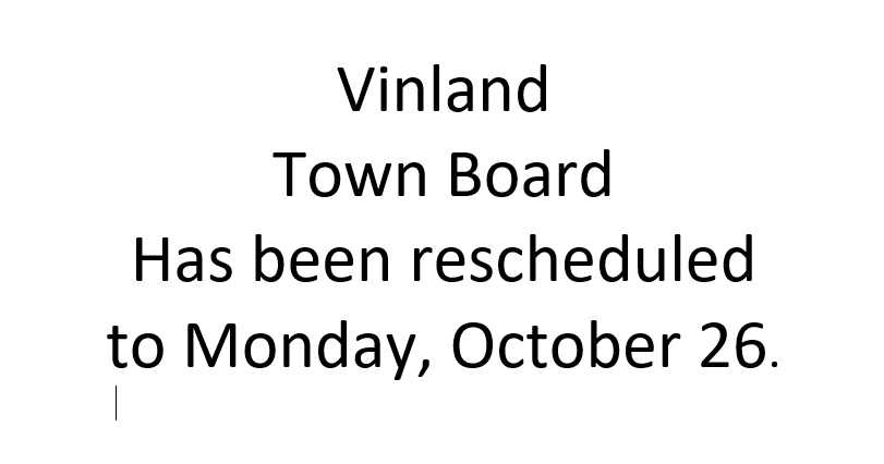 October Town Board Meeting rescheduled