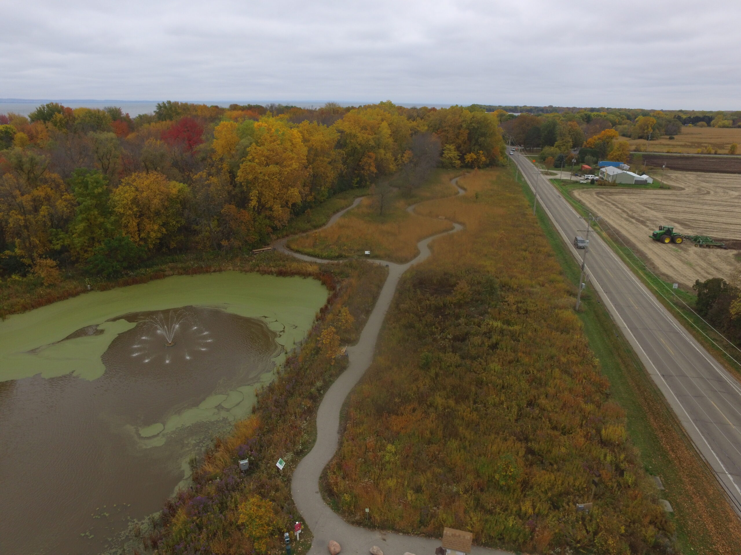 Aerial autumn path