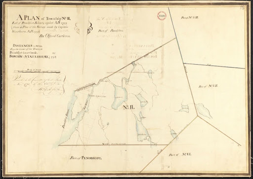 This is a 1795 survey map titled "A Plan of Township No. 2," depicting land east of the Penobscot River in what is now Orland, Hancock County, Maine.