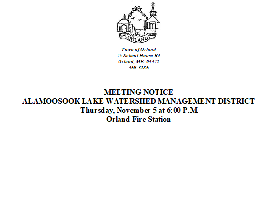 Alamoosook watershed management district meeting