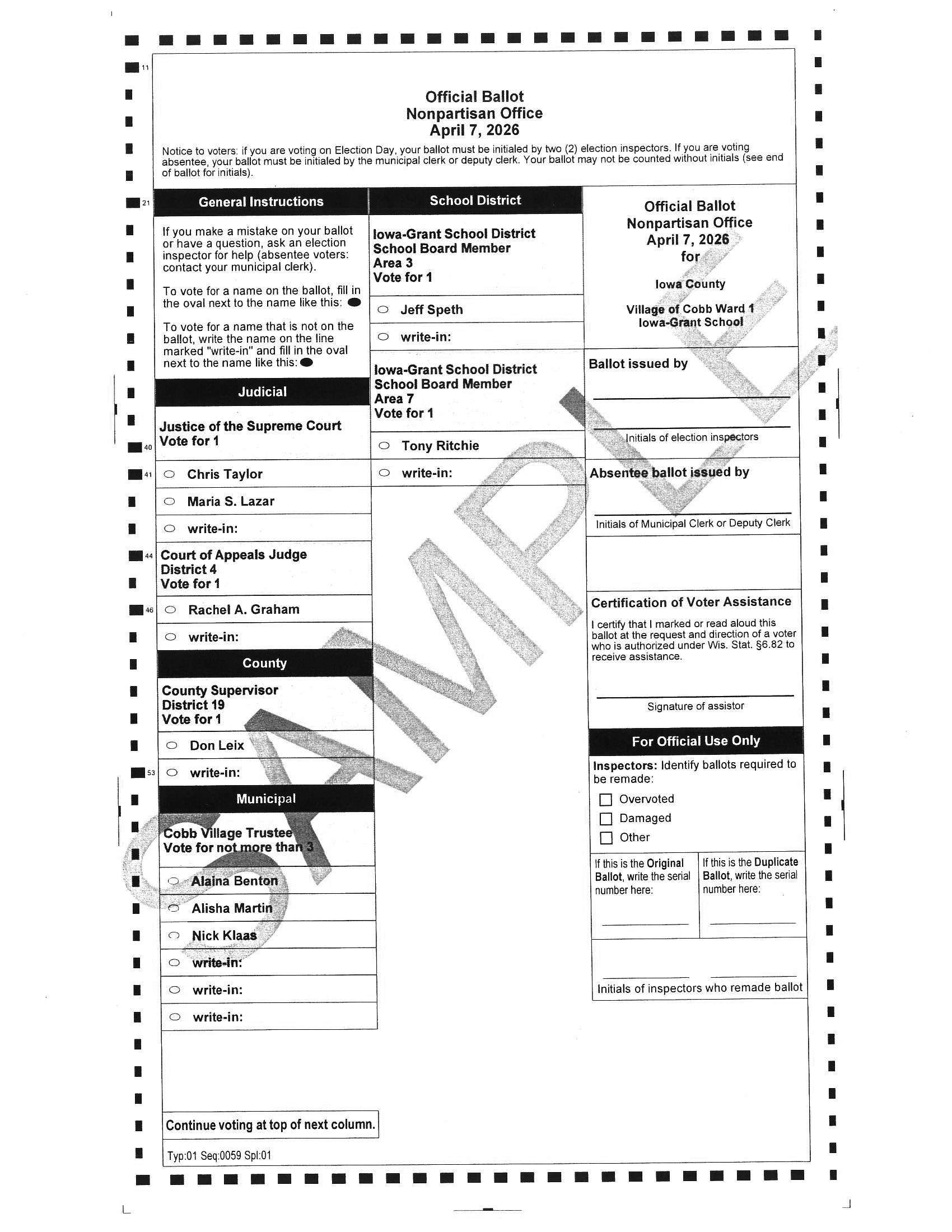 Sample Ballot April 7, 2026