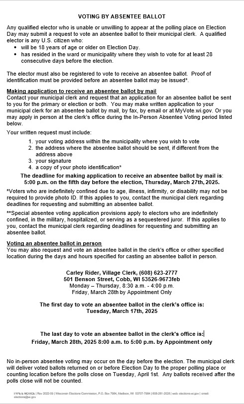 Type E Notice – Voting By Absentee Ballot
