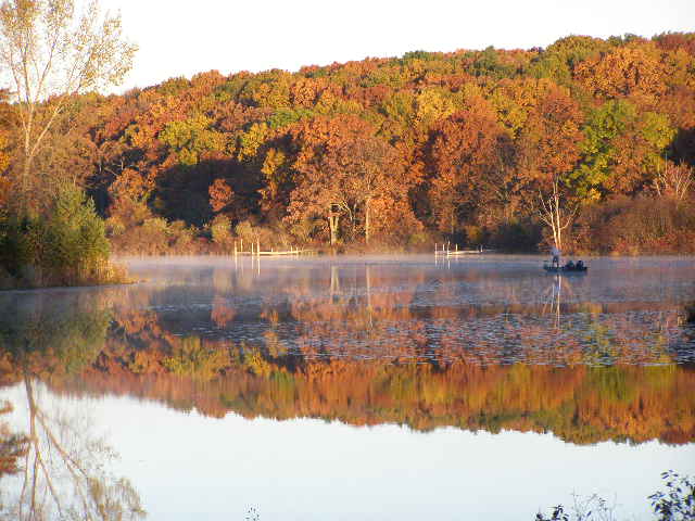 Autumn lake reflection