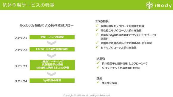 iBodyのモノクローナル抗体作製サービスの特徴